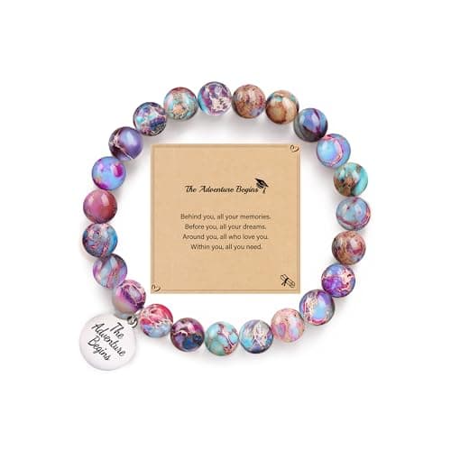 Sistble College Graduation Gifts, Graduation Bracelets 2026 Teen Girl Gifts High School Inspirational Gifts for Women The Adventure Begins Engraved Beaded Jewelry Gift for Teens - Image 1
