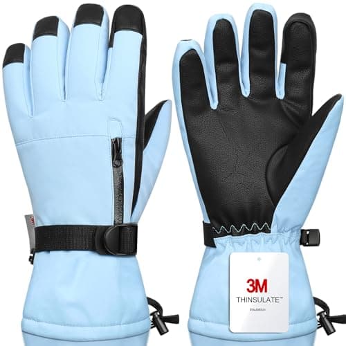 Odtmger Snow Gloves,Touchscreen Ski Mittens,Warm Cold Weather Ski Gloves for Parent Boys Girls - Image 1