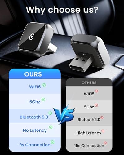 2026 Upgraded Wireless CarPlay Adapter for Apple iPhone iOS 10+, Fast Auto-Connection Wired to Wireless for Apple CarPlay Adapter Mini Size, USB-A/Type-C, Plug & Play, No Delay (Black) - Thumbnail 3