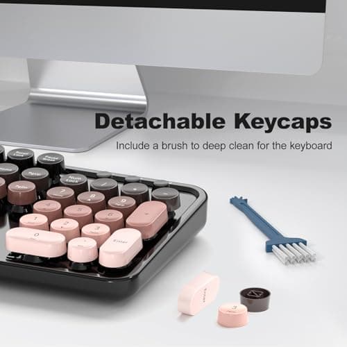 MOFII Wireless Keyboard and Mouse Combo, Retro Full Size Typewriter Keyboard with Number Pad and Sport Car Mouse for PC Computer Desktop Laptop Windows (Black Colorful) - Thumbnail 6