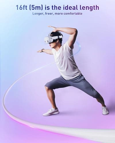 Maxonar VR Charging Link Cable 16FT (Next-Gen Chip) Compatible with Meta Quest 3S/Quest 3/Oculus Quest 2/Pico 4 Accessories and PC/SteamVR, Awesome Gift-5Gbps USB 3.0 to USB C Cable-White - Thumbnail 3