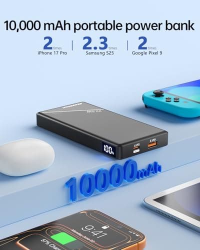 GENSROCK 2 Pack Portable Charger Power Bank 10000mAh, PD 22.5W Fast Charging Power Bank,LED Display Battery Pack for iPhone17/16/15/14/13 Series, Samsung, Google, Pixel, LG, iPad - Thumbnail 4