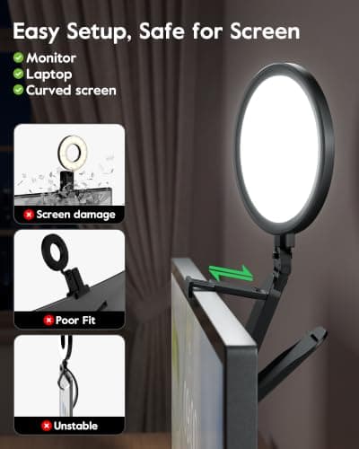 5" Ring Light for Computer, Eye-Caring & Flicker-Free Lighting for Zoom Meetings, Video Call, Recording, Streaming, Portable Light for Laptop, Monitor & Webcam with 50 Modes (3000K-6500K) CRI>97.8 - Thumbnail 4