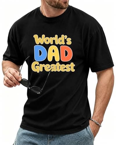 Men's Cotton Graphic T-Shirt,Relaxed Fit Business Casual Tee,Durable Daily Wear Tops,Father's Day Birthday Gift for Dad - Image 1