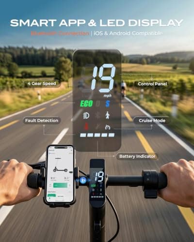 Electric Scooter for Adults 350W /600W, 20MPH, 17 Miles Adult Electric Scooters with Long Range, 8.5" Tire Motorized Scooters, Foldable E-Scooter Commuter with App, Rear Dual Damping Suspension - Thumbnail 3