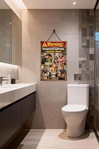 Warning Unexpected Bathroom Reactions Ahead Metal Tin Sign Funny Toilet Wall Decor Humor Restroom Artwork Vintage Style Plaque Novelty Home Office Gift 8x12 Inch Pre Drilled Sign - Thumbnail 2