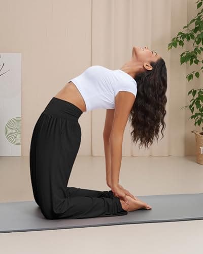 Stelle Black Lounge Pants for Women Wide Leg High Waisted Yoga Sweatpants Comfy Palazzo Pants with Pockets 26/28/30 Inseam - Thumbnail 3