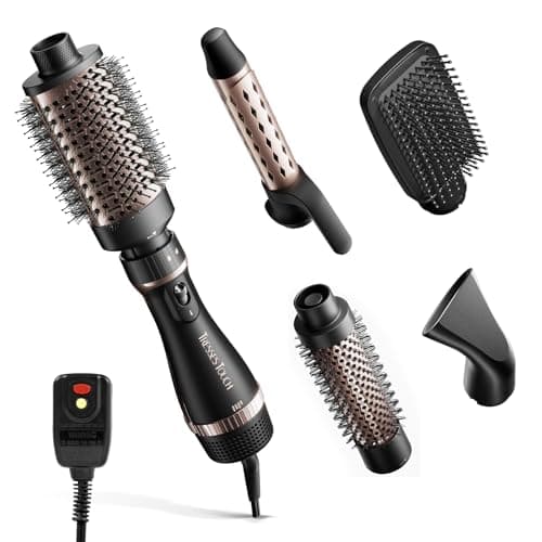 Hair Dryer Brush Set, 5-in-1 Blow Dryer Brush Set, Multi Hot Air Hair Styler for Salon Blowouts, Smooth Curls, Volumizing and Straightening, Sleek and Less Frizz, Rose Gold - Image 1