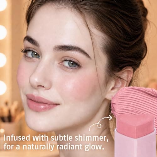 Blush Stick, Cream Blush for Cheeks & Lips, Easy to Blend, Heart-Shaped Soft Shimmer Finish, Natural Dewy Glow, Buildable Color, Long-Lasting, Travel-Friendly, CANDY, 0.25 oz - Thumbnail 2