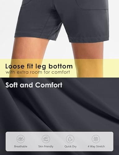 Cyasundent Women's Athletic Shorts with Zipper Pocket 6" High Waisted Bermuda Shorts for Women Workout Walking Running(Dark Grey_S) - Thumbnail 6