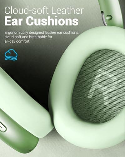 Wentronic Y01 Wireless Noise Canceling Headphones Bluetooth 5.3 Over Ear Headphones with Microphone, Hi-Res Audio, 48H Playtime, Foldable Comfortable Earpads,Compatible with iOS,Android,PC, Green - Thumbnail 4