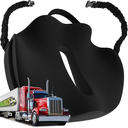 Large Truck Seat Cushion for Truck Driver Seat Cushion - Upgraded Back Support, CertiPUR-US® Certified - Thick Memory Foam, Pain Relief for Hours of Driving, Trucker Approved Big Rig - Black