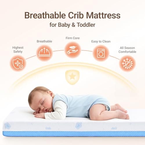 MAMAZING Aerobase Mini Crib Mattress 38" L x 24" W, 2-Stage Breathable Mattress, Non-Toxic, Waterproof Sleep Surface, Machine-Washable Outer Cover for Easy Care, Fits Mini Size & Portable Crib - Thumbnail 2