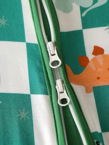 Joonberry Infant Baby Girl Clothing Bamboo Rayon Footies, Newborn outfit Footed Long Sleeve Jumpsuit with Zipper and Mitten Cuffs (Dinosaur Checkerboard, 3-6M) - Thumbnail 4