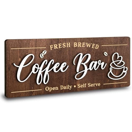Woodamore Coffee Bar Signs for Wall Decor - Vintage Coffee Accessories for Cafe Station Signs Decorations, Small Farmhouse Cafe Sign for Home Decor Kitchen, Countertop - Image 1
