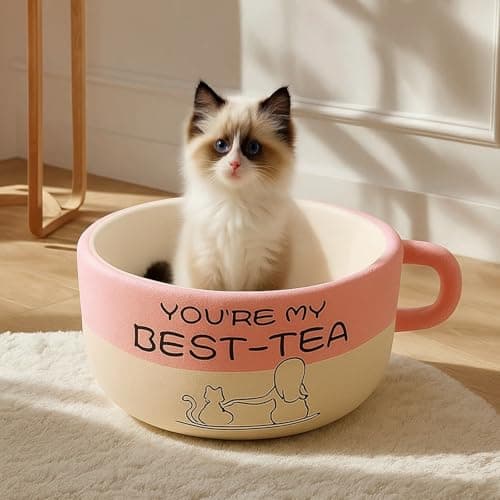 MOYMO Cute Cat Beds Kitten Beds, Soft Small Dog Beds, Washable Pet Beds for Puppy and Kitty, Funny Coffee Cup Shape, 20 Inch - Thumbnail 2
