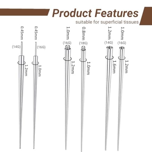 Piercing Ball Grabber Tool for Changing Jewelry,14G 16G 18G 20G Stainless Steel Piercing Tapers with Threaded & Threadless Insertion Pins for Ear/Nose/Cartilage/Dermal/Septum, Eyebrow/Tongue - Thumbnail 5