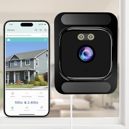 AXB Window Camera for Home Security: 2.4GHz&5GHz WiFi 4K Indoor Camera with Color Night Vision - Smart Motion Detection 24/7 Recording - Easy&Quick Install Includes 2 Multi-Angle Window Mounts - Image 1