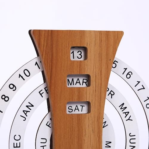Perpetual Calendar, Wooden Disc Perpetual Desk Calendar, Wooden Disc Calendar, Gift Manual Rotating Wooden Block Calendar for Home Office Desk Date Week Month - Thumbnail 2