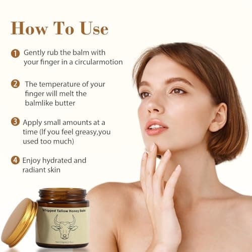 Lopeie Beef Tallow for Skin - Organic Grass Fed Whipped Moisturizer with Honey Balm, Natural Hydrating Cream for Face & Body, Relief for Dry & Sensitive Skin (4.23oz, Unscented) - Thumbnail 2