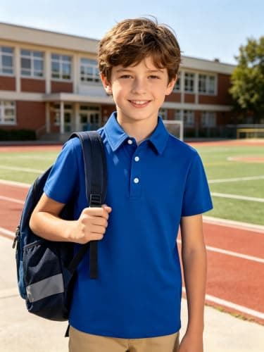 Cozople Boys Polo Shirts Short Sleeve Performance Moisture Wicking Dry Fit Golf Shirts for School Active Casual,Royal Blue,Size 7-8 - Thumbnail 4