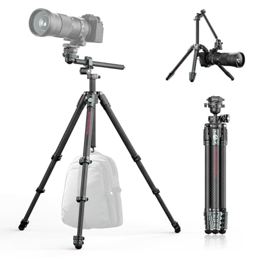 ULANZI JJ05 GlideGo Carbon Fiber Photo Tripod, Dual 360° Pan Head, 72.4 inch Max Height, 11 lb Load, UKA Quick Release, Professional Portable Lightweight Travel Tripod with Bag - Image 1