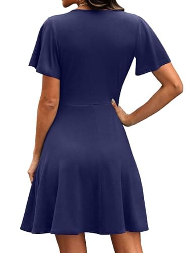 RUMIA Casual Dresses for Women Brunch Sundresses Summer Spring Clothes Knee Length Dress Navyblue S - Thumbnail 5