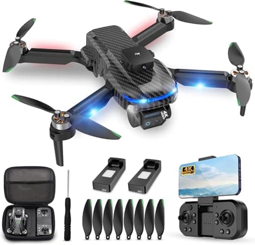 4K Drones with Camera for Kids,Drones for Adults withEmergency Stop, Headless Mode, 360° Flips, CarryingCase & 2 Batteries,Wireless RC Toys for Boys Girls(Black) - Image 1