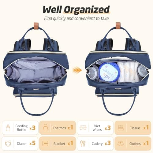 Tonyeee Diaper Bag Backpack, Extra Large Baby Diaper Bag for 2 Kids Twin - Thumbnail 6