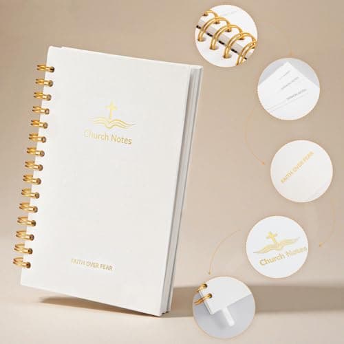 Church Notes Journal - Christian Notebook, Guided 5-in-1 System with Bonus Bible Tabs for Sermon Notes, Small Group (SOAP) & Church Activities, Spiral Bound Linen Hardcover, Christian Gift Idea - Thumbnail 5