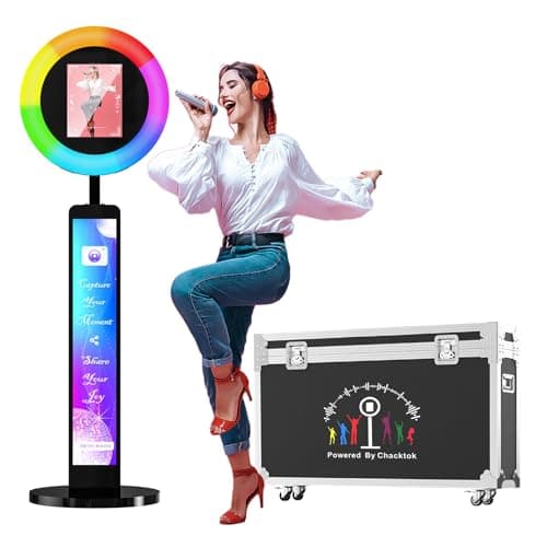 Photo Booth Compatible with Any Ipad, OHYEAHSPIN Photo Booth with Software App Control Ring Box, Music Sync,IPad Selfie Machine with Flight Case - Image 1