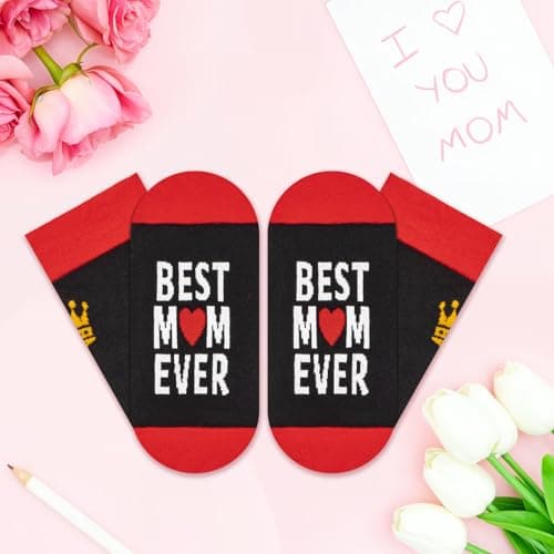 Dalycro Mother‘s Day Socks Gifts for Mom Grandma Women Funny Moms Socks Perfect for Birthday and Mother’s Day (US, Alpha, One Size, Regular, Regular, RedBlack) - Thumbnail 5