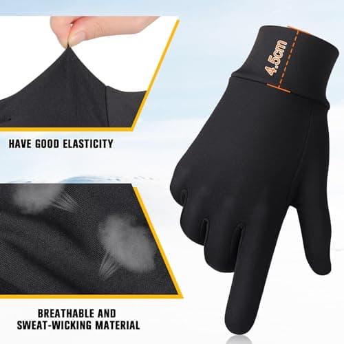 GXCROR Running Gloves Touchscreen Anti-Slip Gloves Lightweight Fleece Sports Gloves Warm Windproof Winter Glove Liner for Men and Women Outdoor - Thumbnail 5