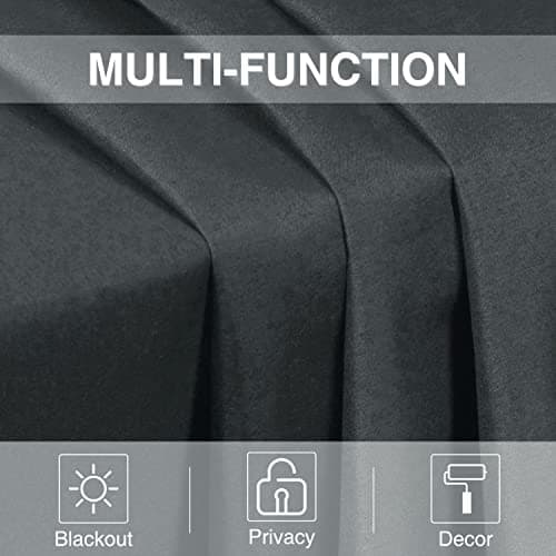 Home Queen Blackout Curtain Valance Window Topper for Living Room, Grommet Straight Drape Valence, Set of 2, 37 W X 18 L Inch, Charcoal - Thumbnail 6