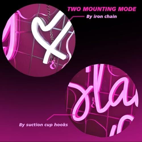 FAXFSIGN Slay Queen Neon Sign Pink White LED Neon Light Up Signs for Wall Decor Usb Neon Light for Bedroom Preppy Girl Aesthetic Room Dorm Decor Y2k Party Gifts - Thumbnail 5
