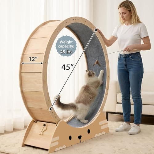 RRPETHOME 45" Cat Wheels for Indoor Cats, Quiet & Stable Cat Exercise Running Wheel, Cats Treadmill with Anti-Slip Mat - Thumbnail 4