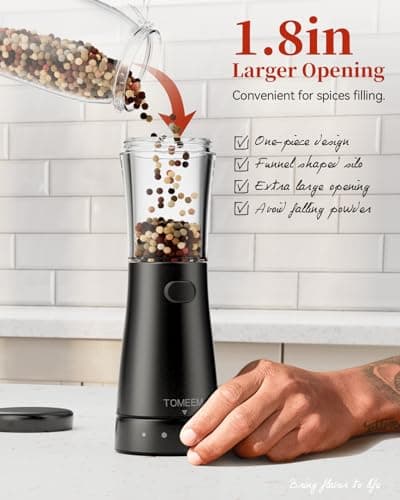 Electric Salt and Pepper Grinder Set with Storage Base, Stainless Steel Rechargeable Salt and Pepper Grinder Set with 4.5 oz Large Capacity, 1.8" Wide Mouth, Adjustable Coarseness, Ideal for Kitchen - Thumbnail 5
