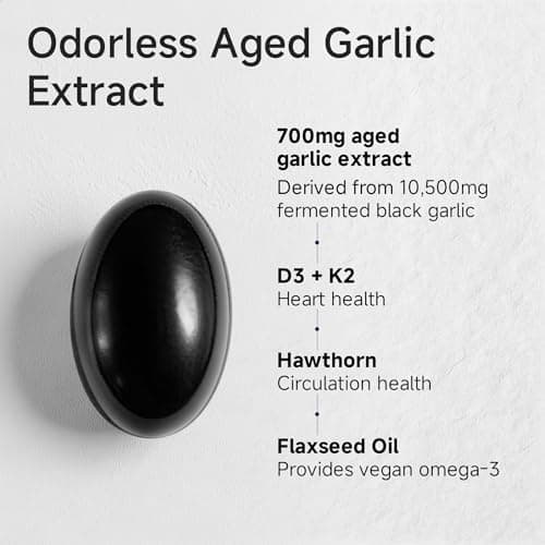 Aged Garlic Extract 700mg, Aged Black Garlic Supplements,Heart Support - Thumbnail 4