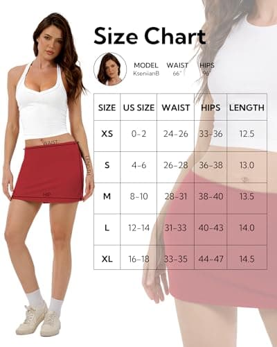 DLOODA Mini Skort for Women with Pockets, Tennis Skirt with Short Golf Athletic Skorts for Workout Pickleball Running Red - Thumbnail 6