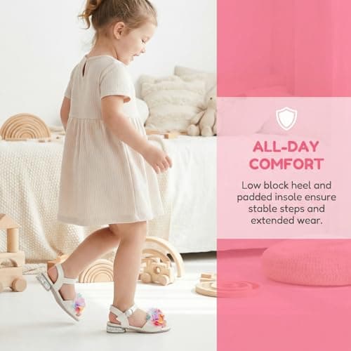Mailaii Girls White Sandals Breathable Open Toe Party Wedding Cute Shoes for Toddler Little Big Kid - Thumbnail 5