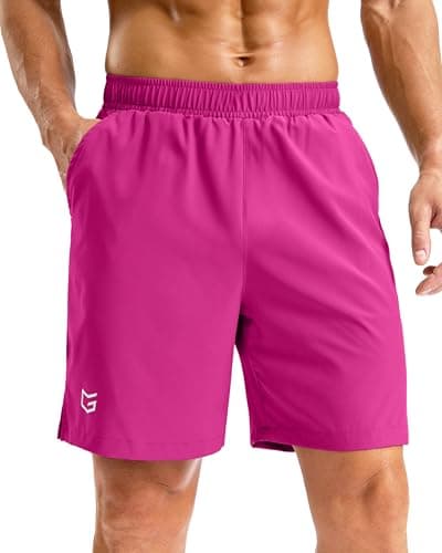 G Gradual Men's Athletic Running Shorts with Pockets Lightweight Quick Dry 5"/ 7"/ 9" Basketball Workout Gym Shorts for Men(Rose,L7_3XL) - Image 1