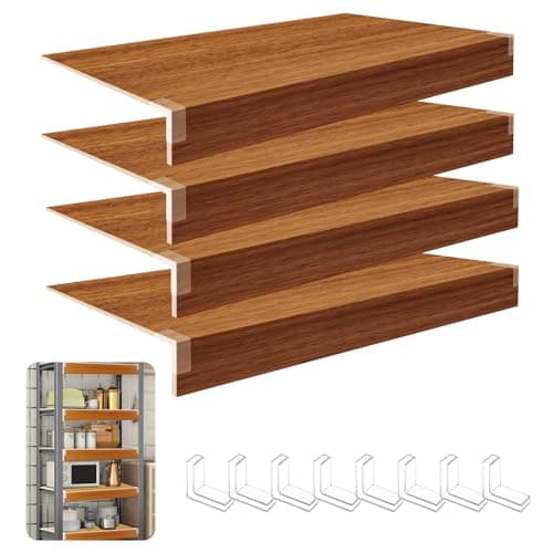 Demine 4 Pack Wire Shelf Liners, 24x12 Inch Thick Waterproof Wood Grain PVC Covers for Wire Shelving, Non-Slip & Easy to Clean Shelf Mats for Pantry, Closet, Kitchen, Bathroom - Image 1