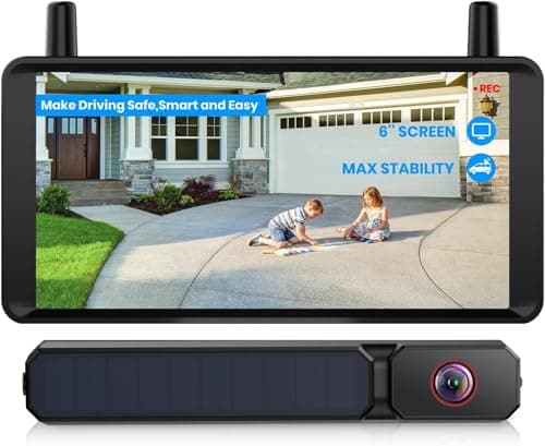 AUTO-VOX 6 Inch Solar Backup Camera Wireless: 2 Minute Install, 16:9 1080P HD Monitor, Dual Channel Split Screen, Clear Live View, DVR Recording, IP69K Waterproof Back up Camera for Car,Truck, Trailer - Image 1