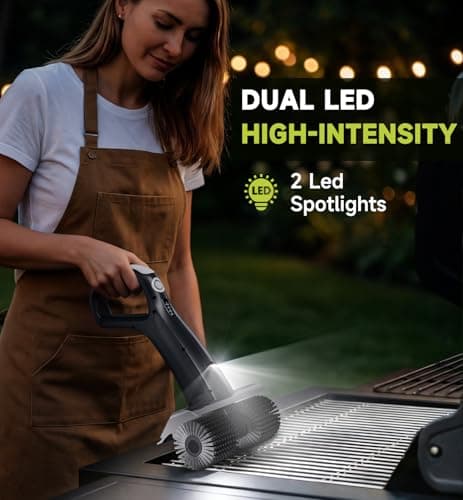 Electric Grill Brush Rechargeable, Dual Brush Heads Design Cordless Electric BBQ Grill Cleaner with Replaceable Head (Gray) - Thumbnail 6