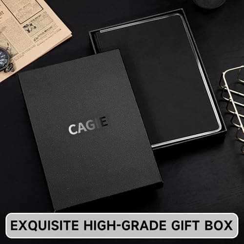 MINICAGIE Journal Notebook for Men Women Gifts Hardcover Leather Mens Journals for Writing 288 Pages 100 Gsm Paper Thick Journaling Notebooks for Work Diary, 5.7x8.3 In, Black - Thumbnail 2
