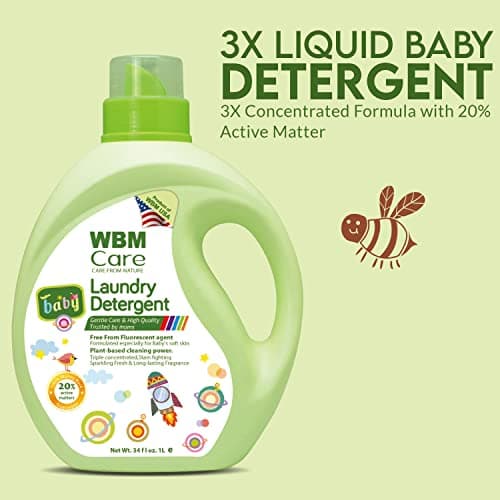 WBM Care Liquid Baby Laundry Detergent, 100 Loads | 68 oz | Gentle formula designed for baby clothes, ensuring effective cleaning and care for delicate skin - Thumbnail 2