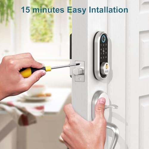 Smart Lock Deadbolt - Bluetooth Keyless Entry Door Lock for Front Door, Fingerprint Electronic Keypad Door Lock with App Control & Remote eKey Sharing, Easy Installation for Home, Silver - Thumbnail 6
