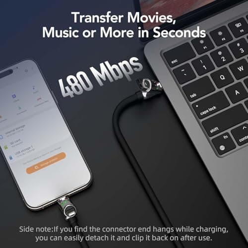 4in1 Multi USB Charging Cable 2 Pack– 240W Max Fast RGB Charger Cord with Multiple Connectors for iPhone 16/15/14/13, iPad, Samsung, MacBook, Tablets & More (Black, 3.3Ft) (2) - Thumbnail 6