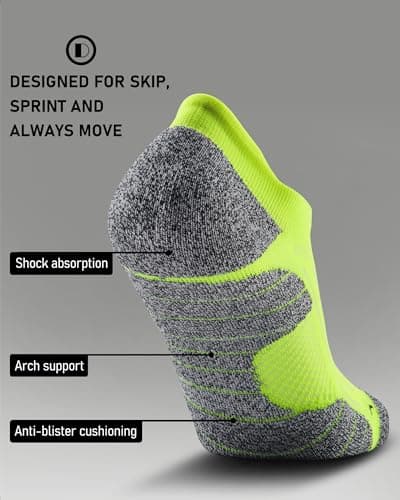 SITOISBE Men's No Show Compression Athletic Socks, Cushioned for Running Hiking, Large, Hi-viz Yellow-4 Pairs - Thumbnail 3