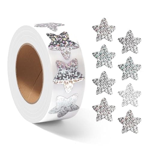 Gsinodrs 1000Pcs Silver Star Stickers - 1 Inch Holographic Self-Adhesive Metallic Foil Star Labels, Sparkly Reward Stickers for Classroom Supplies, Teacher Incentives & Behavior Tracking - Image 1